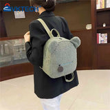 Casual Fleece Bear Shaped Shoulder Backpack Handbag