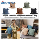 Casual Fleece Bear Shaped Shoulder Backpack Handbag