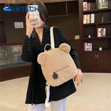 Casual Fleece Bear Shaped Shoulder Backpack Handbag