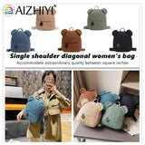 Casual Fleece Bear Shoulder Bag Women Backpack Handbag