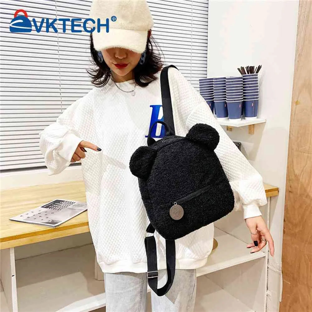 Casual Fleece Bear Shaped Shoulder Backpack Handbag