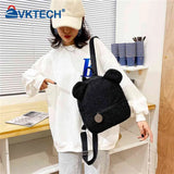 Casual Fleece Bear Shaped Shoulder Backpack Handbag