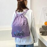 Casual Waterproof Backpack Large Capacity Shoulder Bag Handbag Women Embroidery