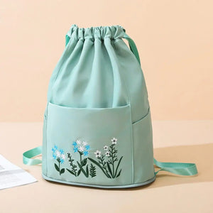 Casual Waterproof Backpack Large Capacity Shoulder Bag Handbag Women Embroidery