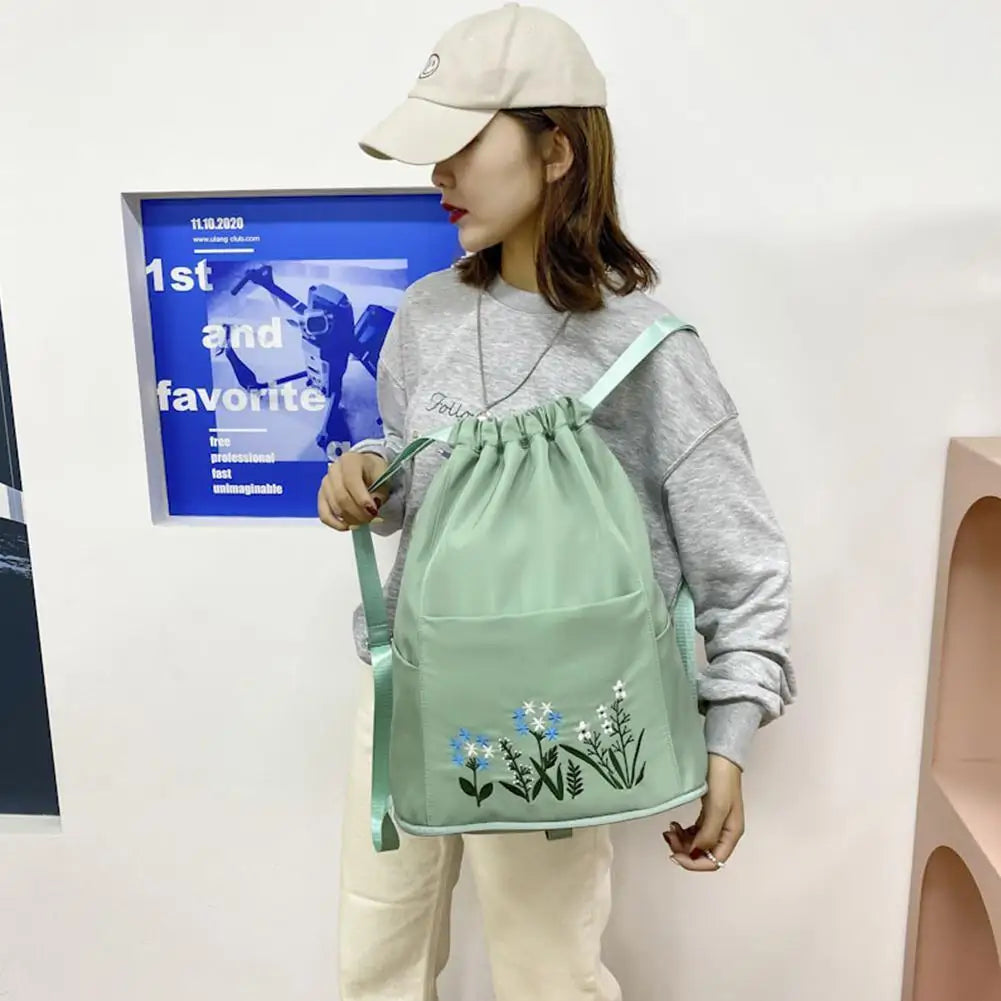 Casual Waterproof Backpack Large Capacity Shoulder Bag Handbag Women Embroidery