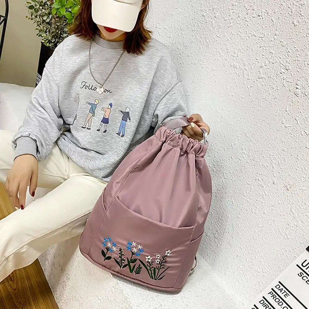 Casual Waterproof Backpack Large Capacity Shoulder Bag Handbag Women Embroidery