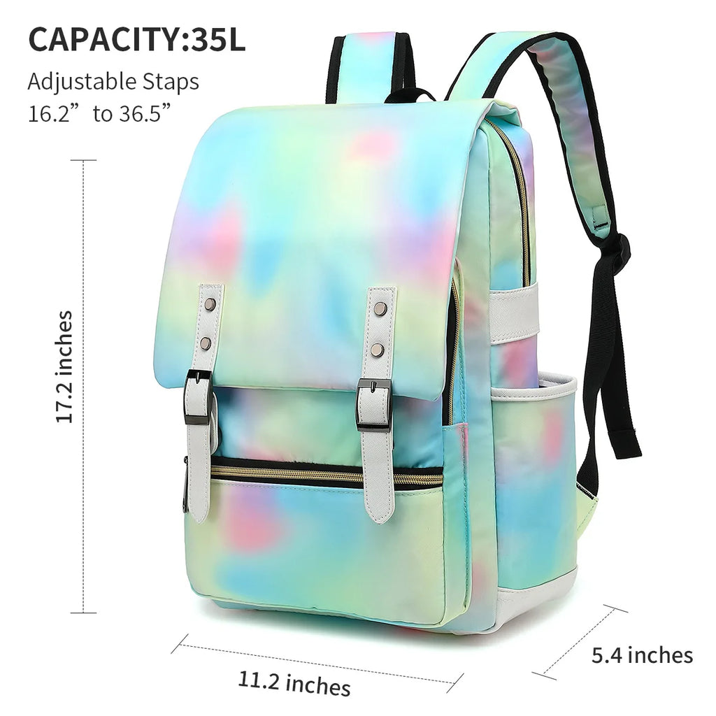 Casual Girl School Backpack Large Capacity Book Bag Women Colorful Waterproof