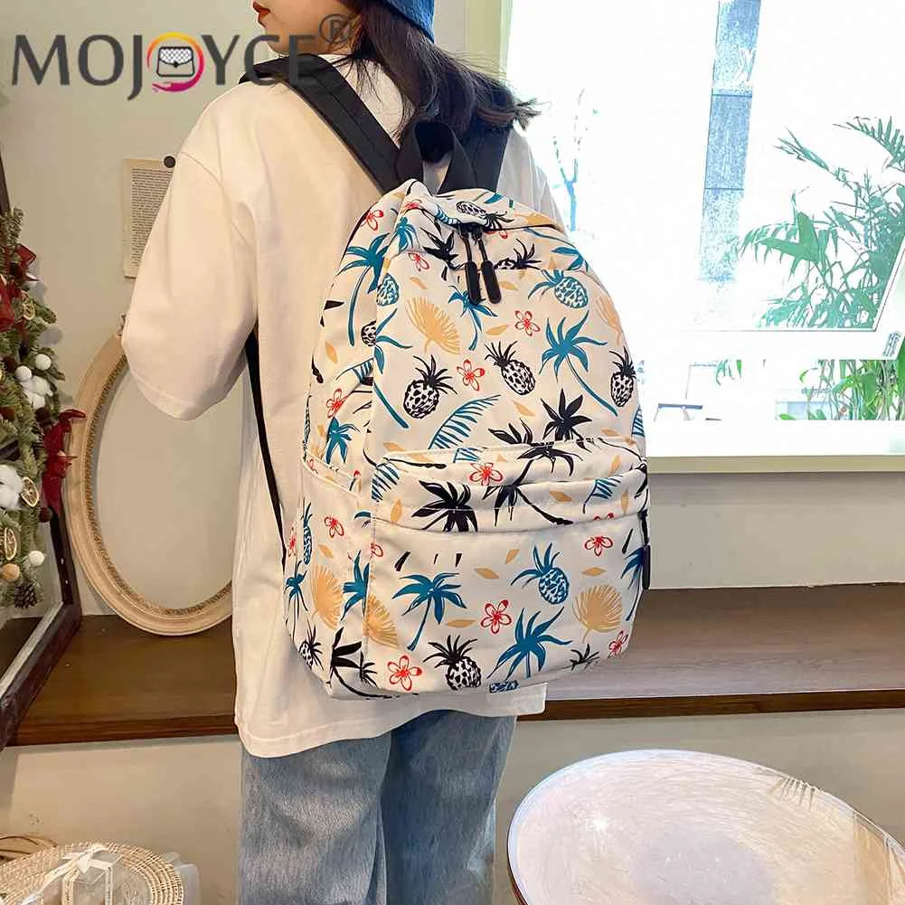 Casual Graffiti School Backpack with Multi-Layer Pockets