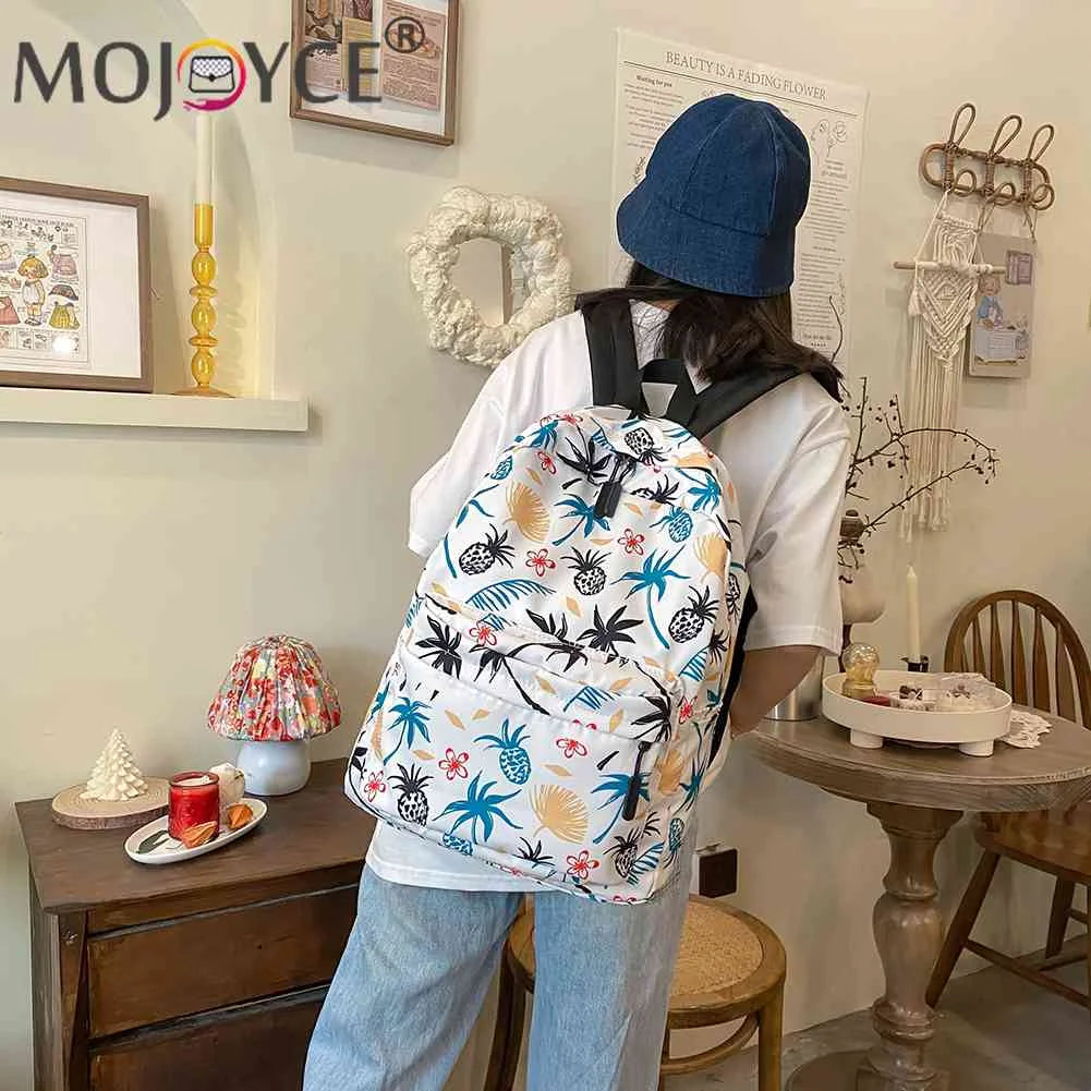 Casual Graffiti School Backpack with Multi-Layer Pockets