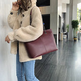 Casual Leather Shoulder Bag Chain Bucket Tote Large Capacity Shopper