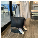 Casual Leather Shoulder Bag Chain Bucket Tote Large Capacity Shopper