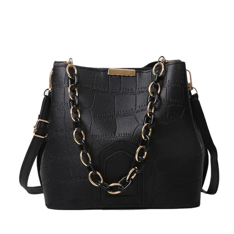 Casual High Bucket Bag For Women Female Pu Leather Shoulder Bag