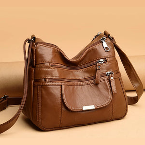 Casual Soft Leather Hobos Vintage Tote Shoulder Bag For Women