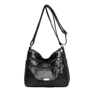 Casual Soft Leather Hobos Vintage Tote Shoulder Bag For Women