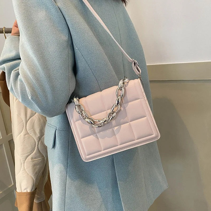 Casual High Leather Pu Bags For Women Chain Handbag Shoulder Messenger Bag