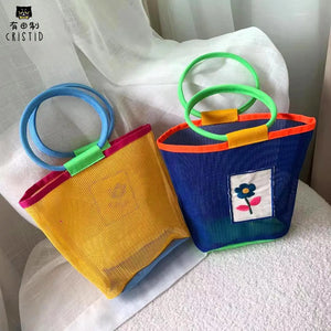 Casual Hollow Out Basket Bag PU Women Handbags Large Capacity Tote Ladies