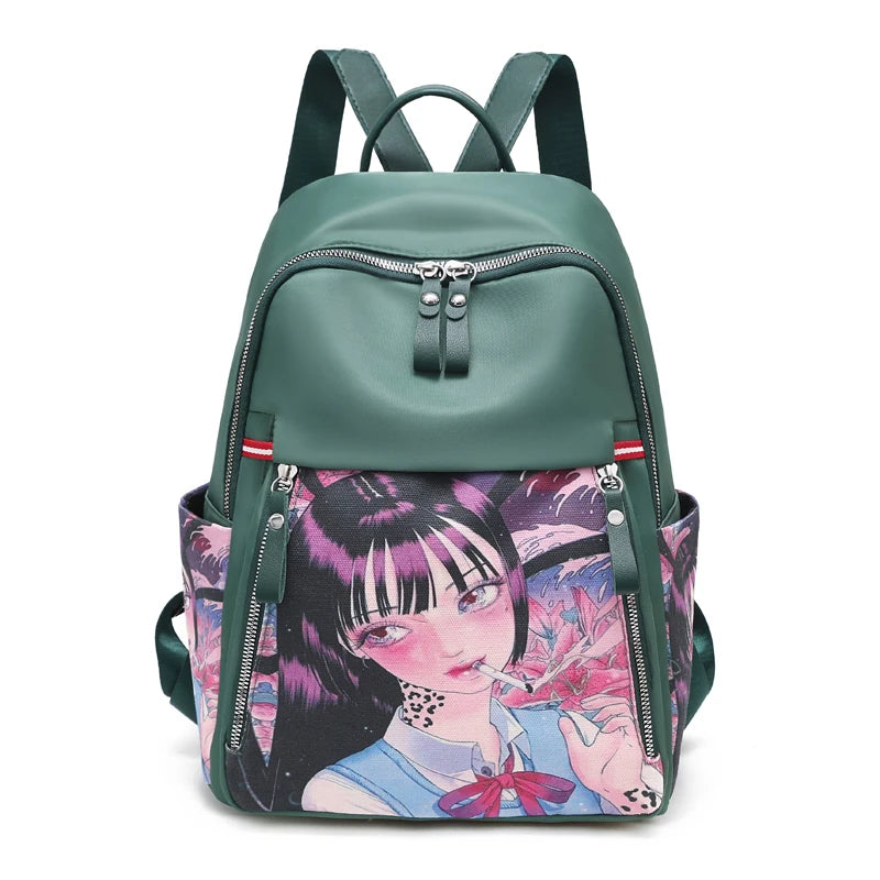 Japanese Anime Female Oxford Backpack Waterproof Girls Student School Travel