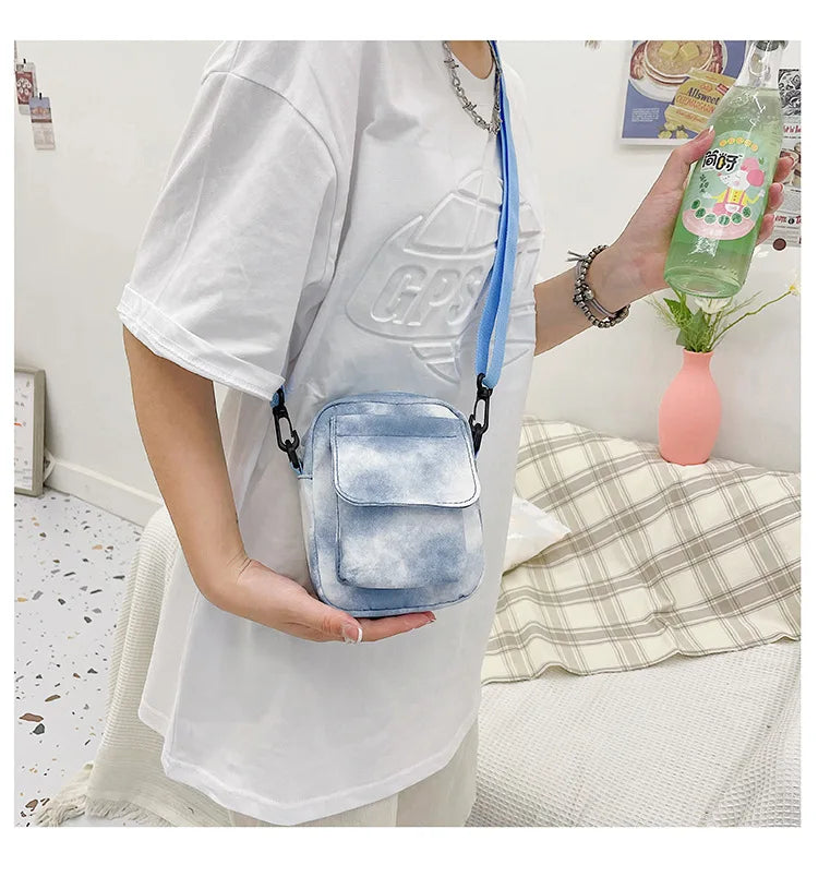 Casual Canvas Crossbody Bag for Women Small Square Shoulder Pouch