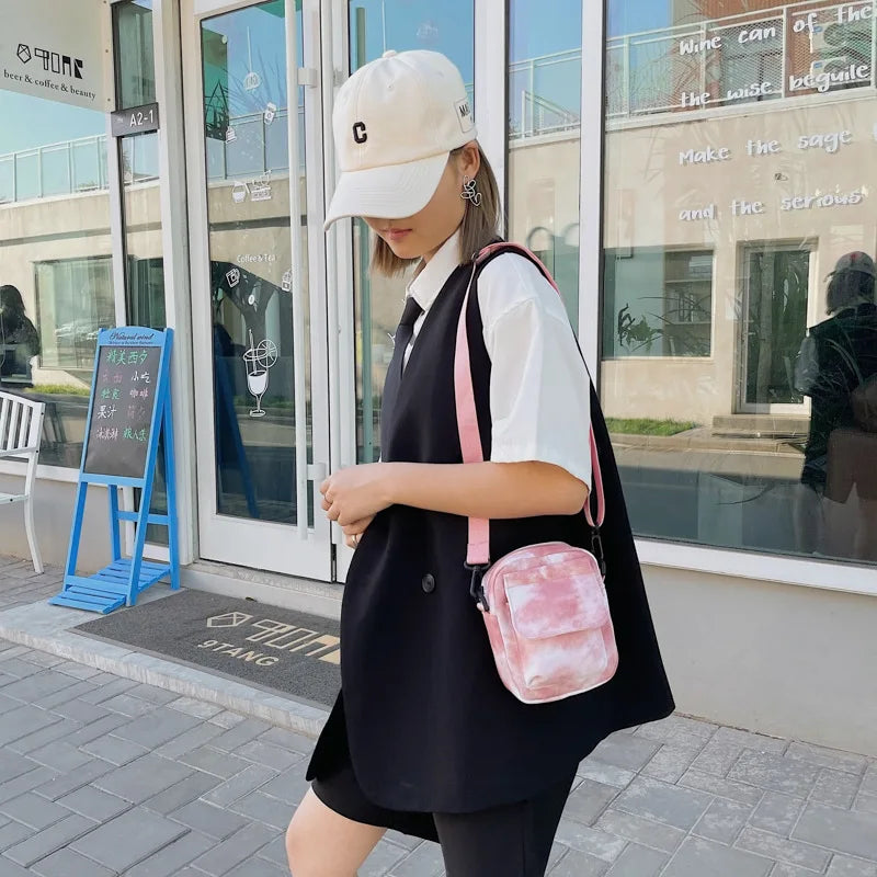 Casual Canvas Crossbody Bag for Women Small Square Shoulder Pouch