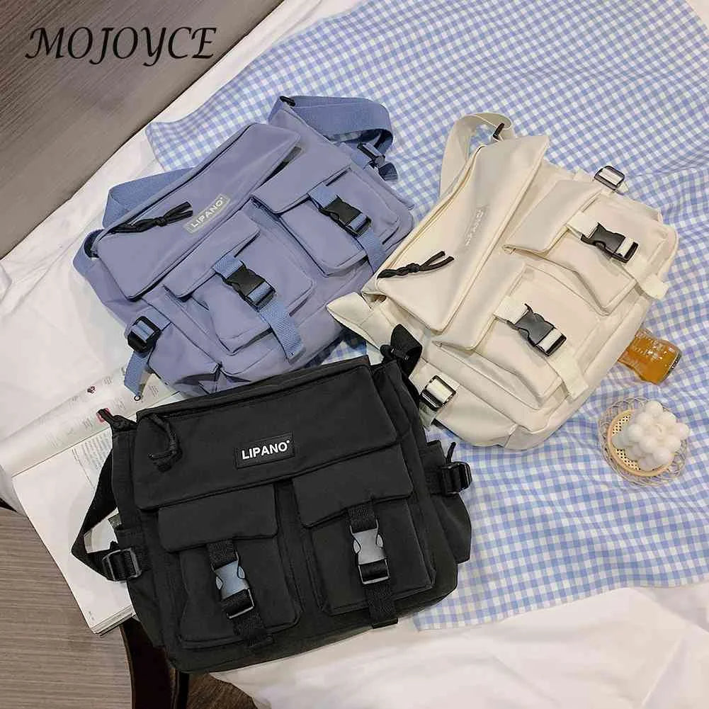 Casual Nylon Crossbody Bag with Pockets and Pendant Decor