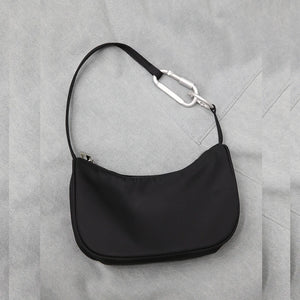 Casual Ladies Nylon Underarm Bag Metal Ring Decoration Women Handbags