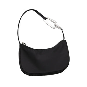 Casual Ladies Nylon Underarm Bag Metal Ring Decoration Women Handbags