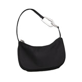Casual Ladies Nylon Underarm Bag Metal Ring Decoration Women Handbags