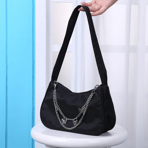 Casual Ladies Underarm Bag Solid Butterfly Chain Small Handbags for Women