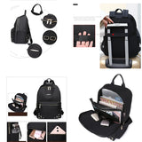 Casual Large Capacity Backpack Rivet Oxford Travel Pack Knapsack