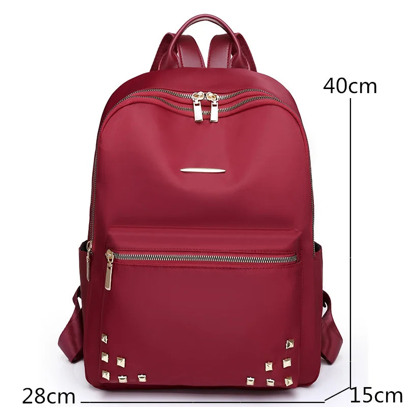 Casual Large Capacity Backpack Rivet Oxford Travel Pack Knapsack