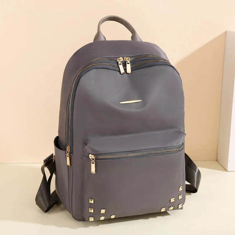 Casual Large Capacity Backpack Rivet Oxford Travel Pack Knapsack