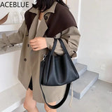 Casual Large Capacity Bucket Bag Women Shoulder Crossbody Bags PU Leather