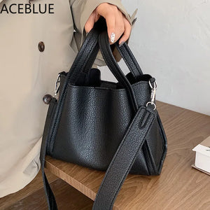 Casual Large Capacity Bucket Bag Women Shoulder Crossbody Bags PU Leather