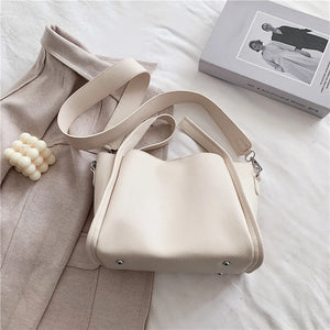 Casual Large Capacity Bucket Bag Women Shoulder Crossbody Bags PU Leather