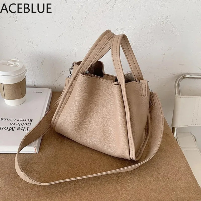 Casual Large Capacity Bucket Bag Women Shoulder Crossbody Bags PU Leather