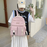 Casual Canvas Backpack for Teenage Girls Students Large Capacity