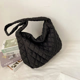 Large Capacity Shoulder Bag Women Lattice Pattern Handbag Solid Travel Totes