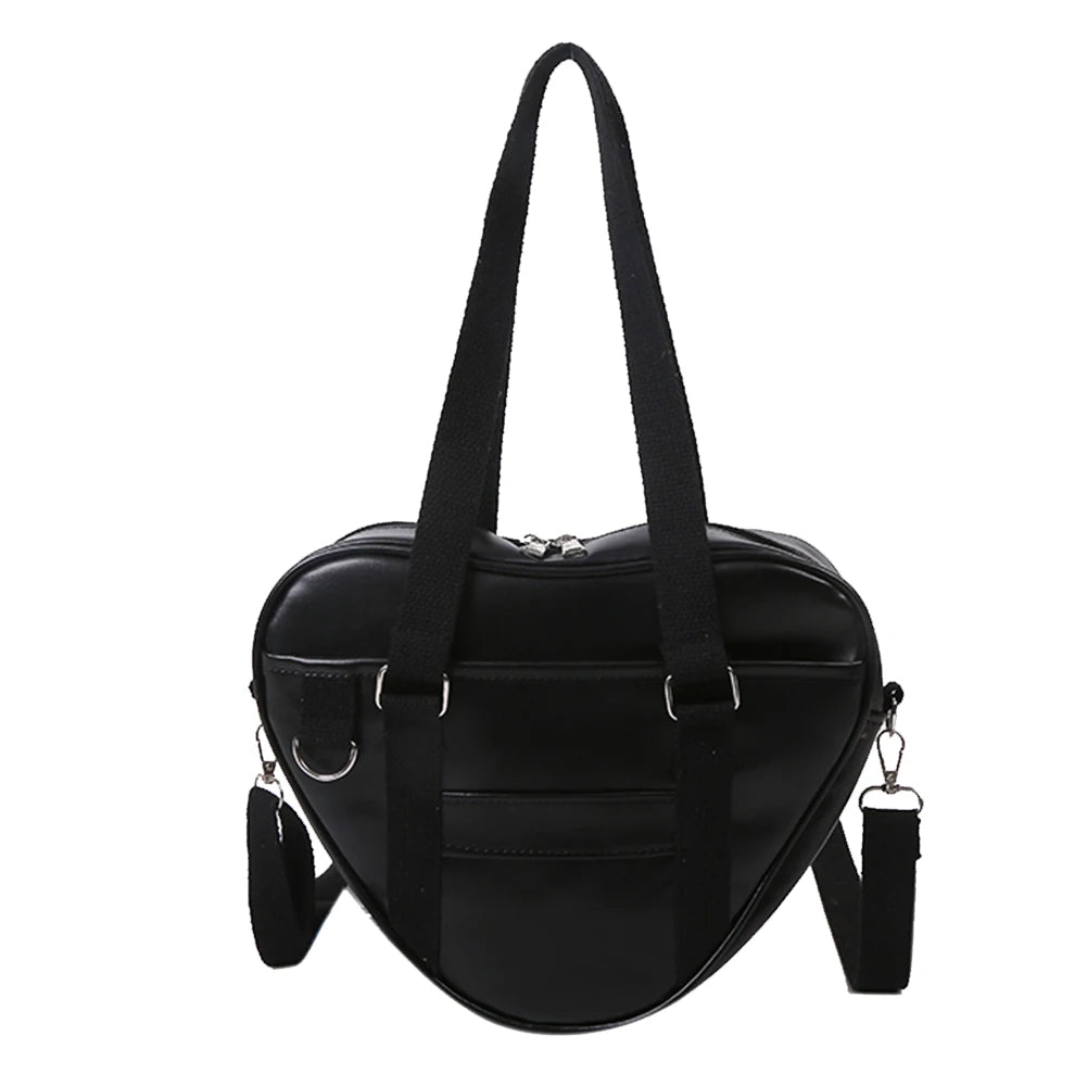 Casual Large Capacity PU Shoulder Bag Lady Love Shaped Tote Shopping Bag