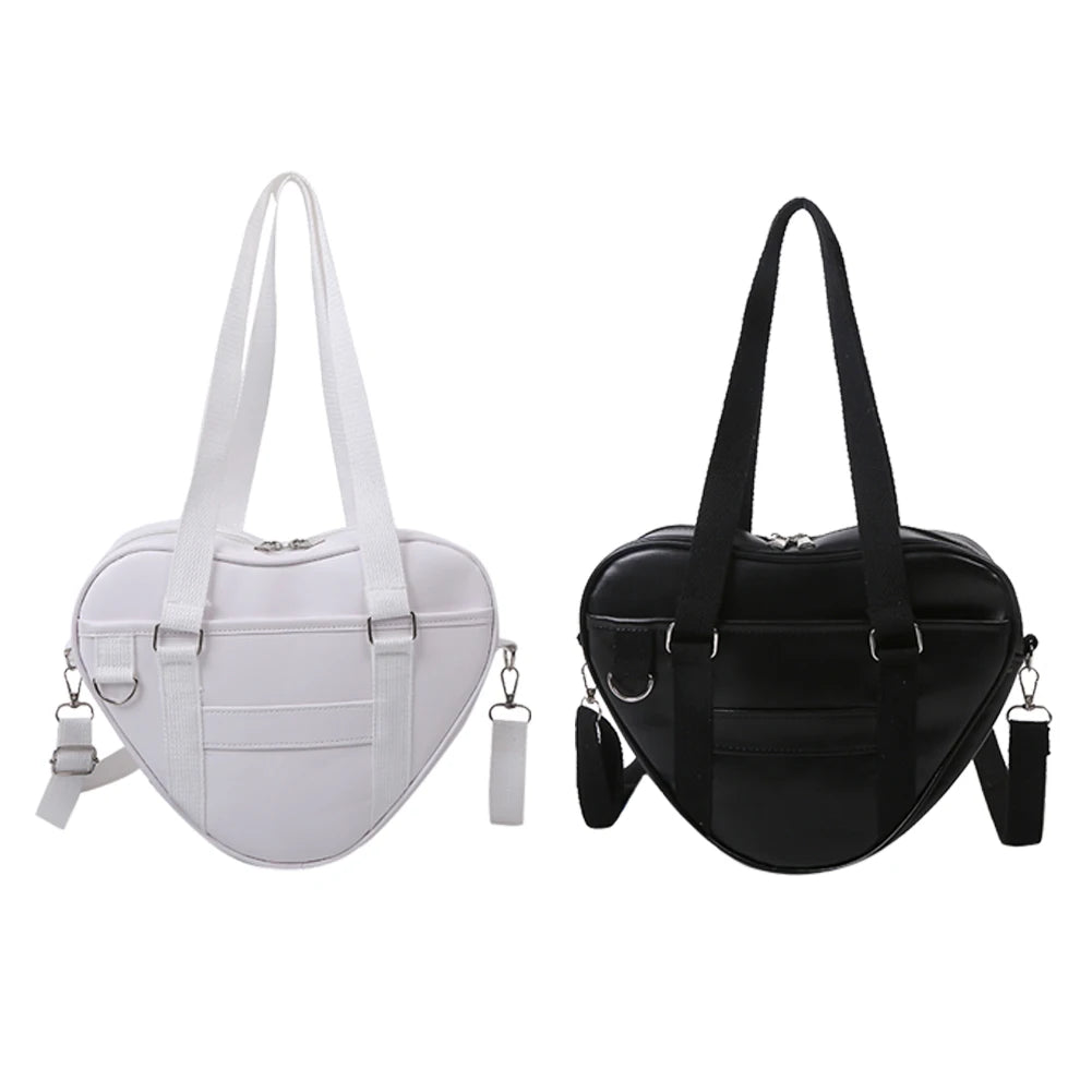 Casual Large Capacity PU Shoulder Bag Lady Love Shaped Tote Shopping Bag