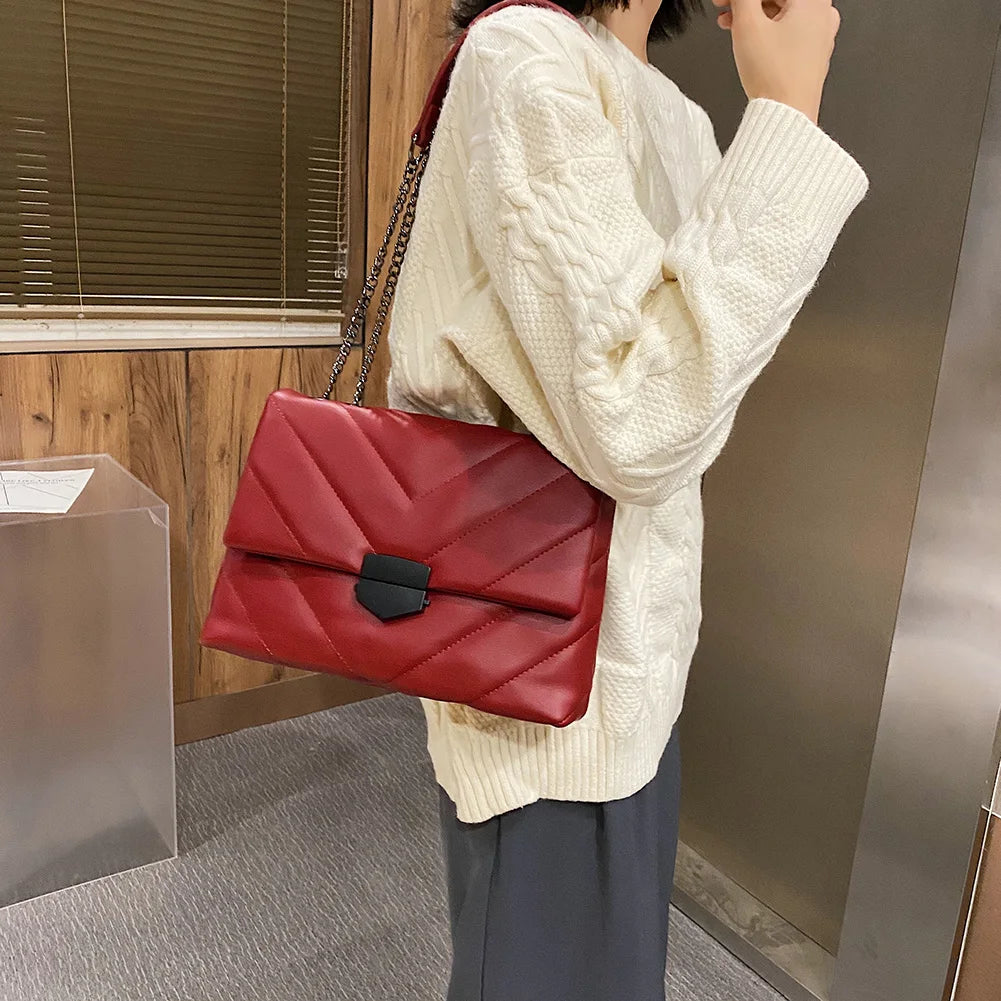 Casual Large Capacity Totes PU leather Women Handbag Flap Shoulder Crossbody Bag