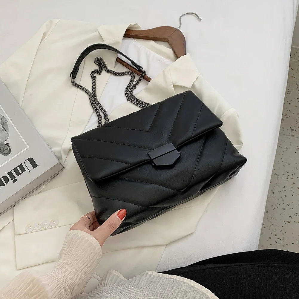 Casual Large Capacity Totes PU leather Women Handbag Flap Shoulder Crossbody Bag