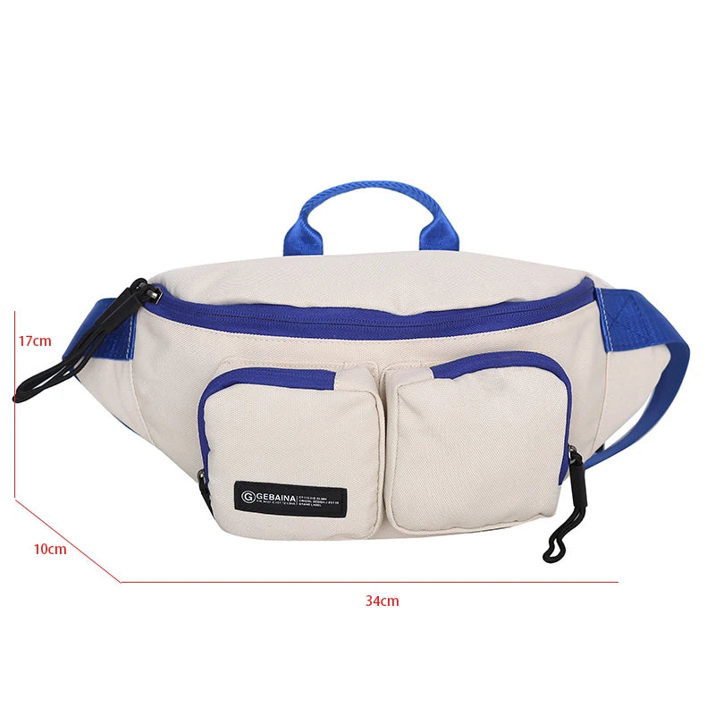 Casual Large Waist Bag For Men High Chest Bag Unisex Zip Belt Bag