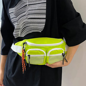 Casual Large Women's Waist Bag Nylon Fanny Pack Multi-Functional Waist Pack
