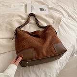 Soft Shoulder Bag Suede Messenger Bucket Bag for Women