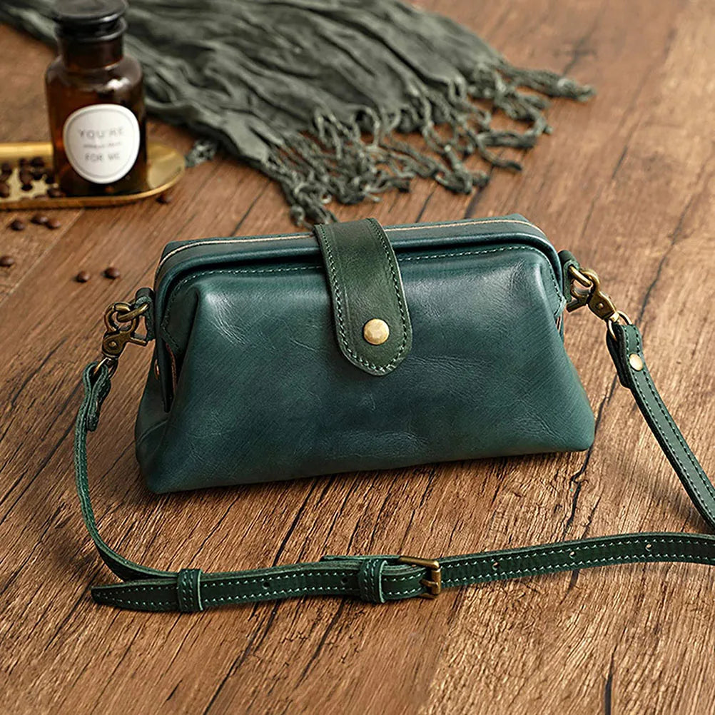 Casual Leather Shoulder Bags Retro Doctor Bag Clutch Crossbody Bag