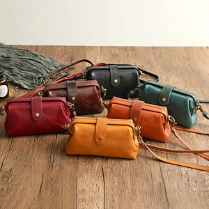 Casual Leather Shoulder Bags Retro Doctor Bag Clutch Crossbody Bag