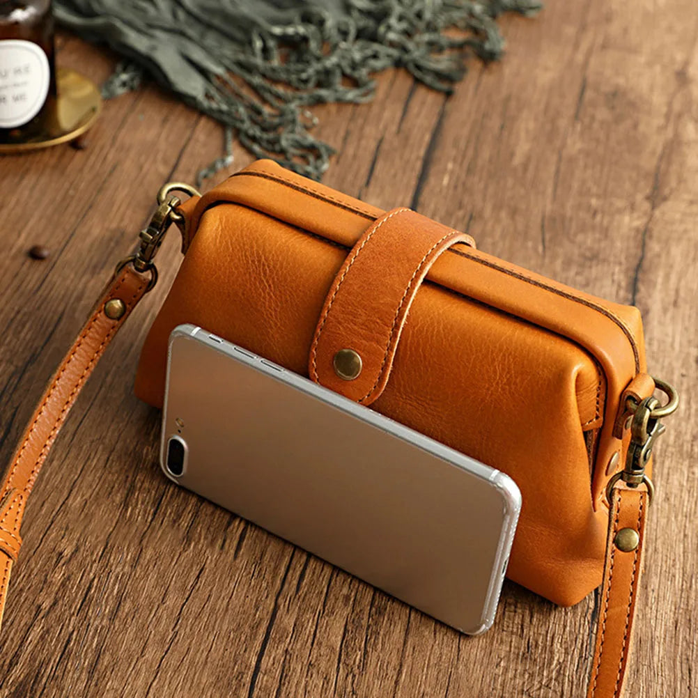 Casual Leather Shoulder Bags Retro Doctor Bag Clutch Crossbody Bag