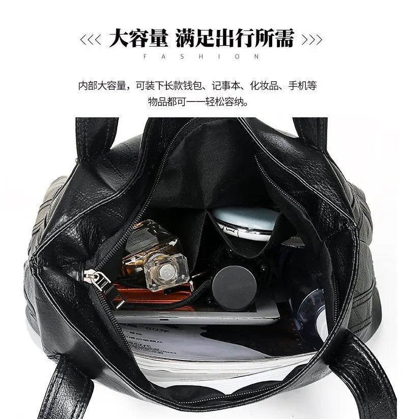 Casual Leather Tote Bags for Women Large Capacity Bucket Handbags