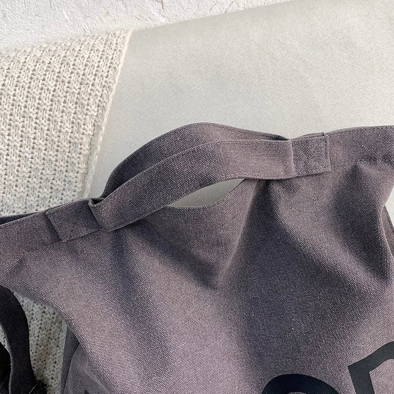 Casual Letter Canvas Bag For Women Large Capacity Handbag Shoulder Bag