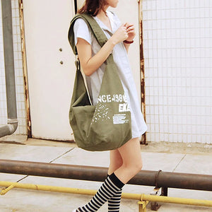 Casual Letter Canvas Bag For Women Large Capacity Hobo Bags